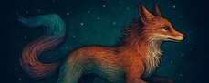 Magical fox with a starry night background, capturing elopement magic.
